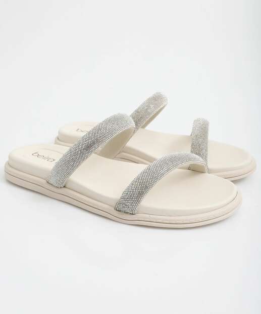 Rasteirinha Feminina Strass Beira Rio Branco