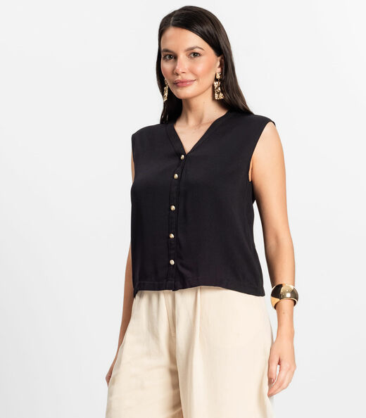 Image_Camisa Feminina Viscose Sarjada Pesada Rovitex Preto