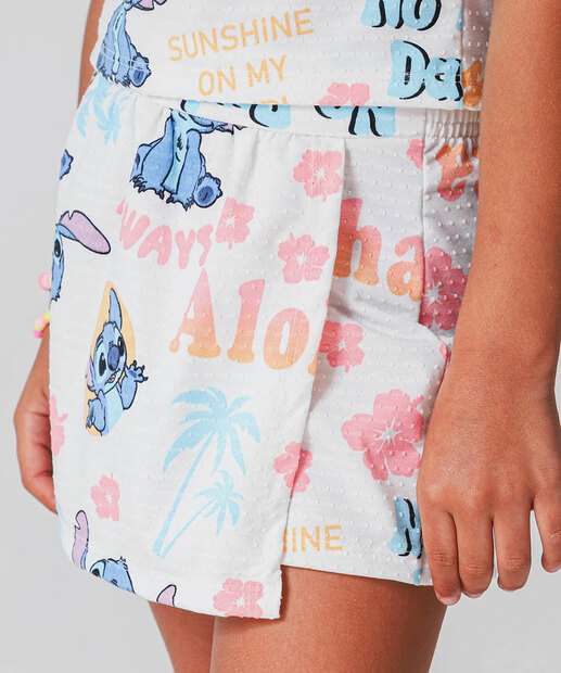 Short Saia Infantil Textura Stitch Tam 4 a 10 Off White