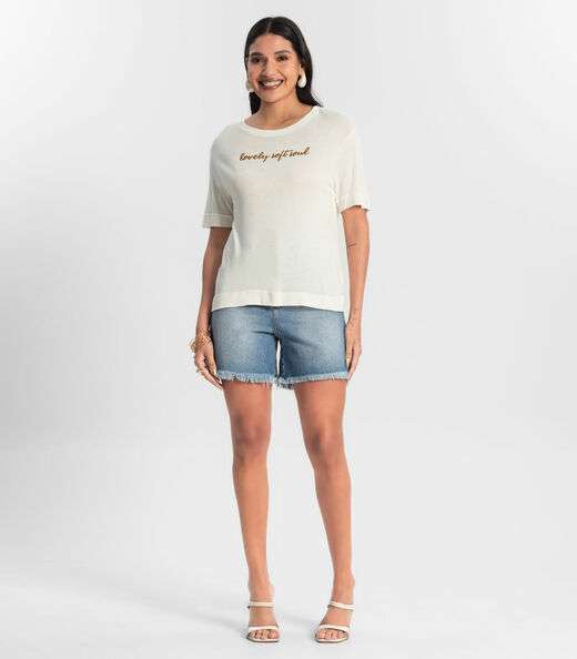 Blusa Feminina  Visco Tricot Rovitex Bege