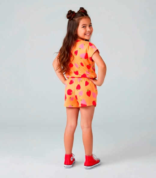 Conjunto Infantil Feminino Short E Blusa Select Laranja