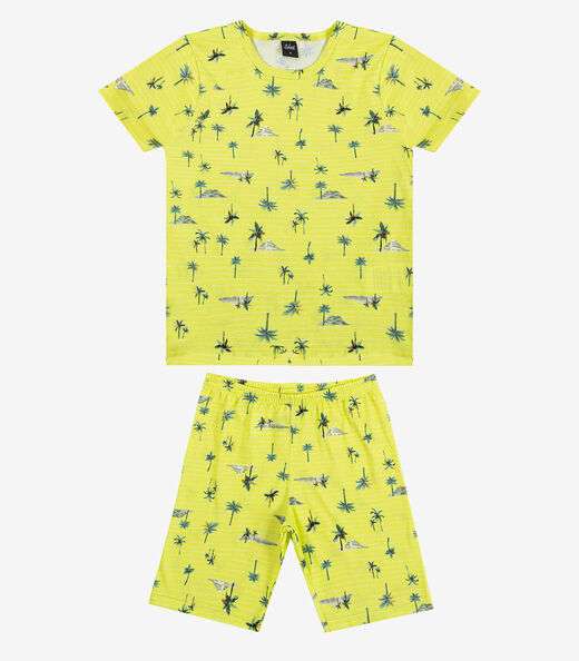 Pijama Infantil Camiseta e Bermuda Select Amarelo