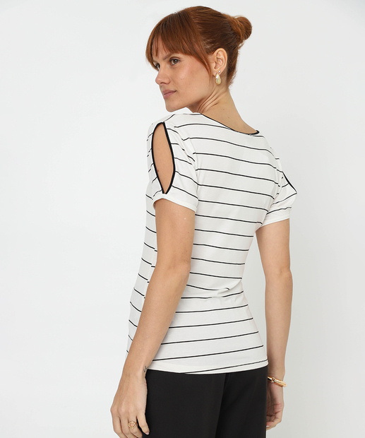 Blusa Feminina Open Shoulder Listrada Marisa Off White