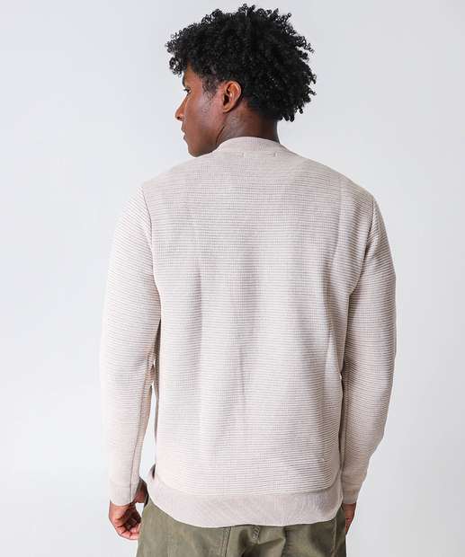 Suéter Masculino Tricô Textura Marisa Bege