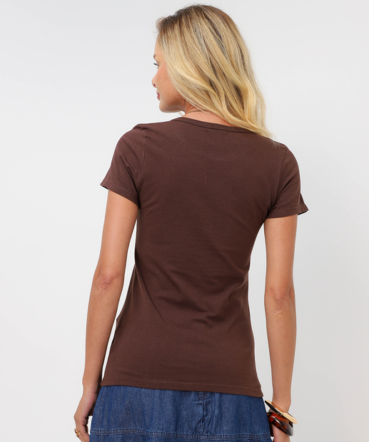 Blusa Feminina Básica Cotton Marisa Marrom