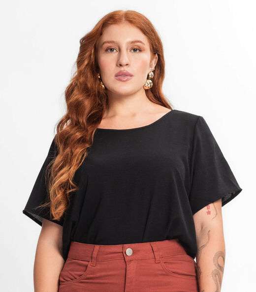 Blusa Feminina Plus Size Secret Glam Preto