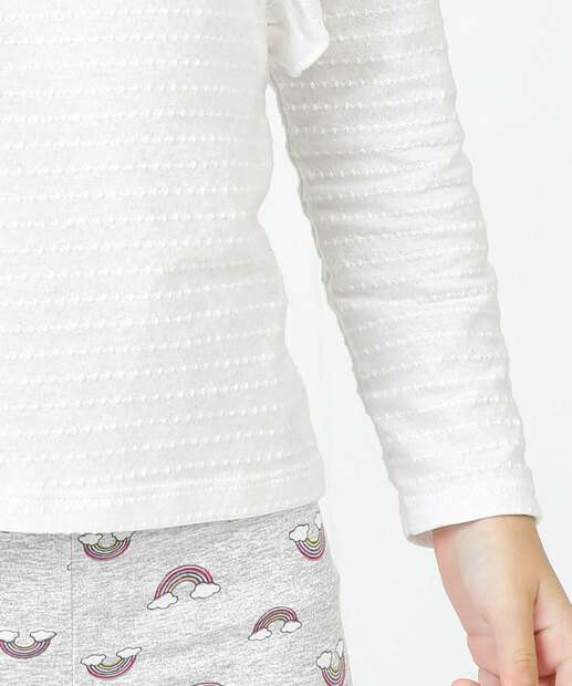 Camiseta Infantil Manga Longa Babado Marisa Tam 4 a 10