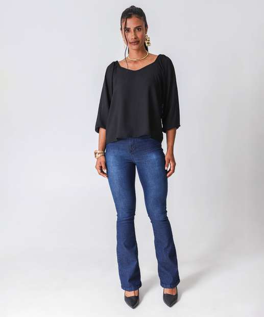 Image_Calça Boot Cut Feminina Ecxo Jeans Azul