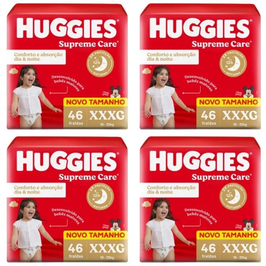 Image_Kit com 4 Unidades de Fralda Huggies Supreme Care XXXG 46 Unidades cada