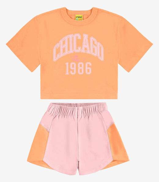 Image_Conjunto Infantil Blusa Com Shorts Rovi Kids Laranja