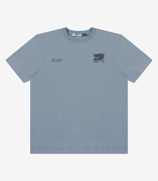 Camiseta Masculina Meia Malha Com Estampa Minty Azul