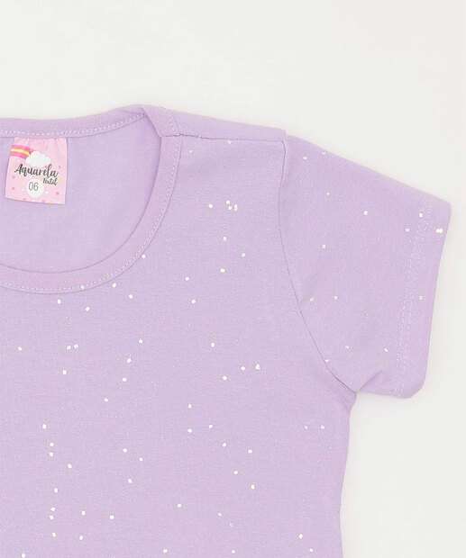 Blusa Infantil Cropped Glitter Manga Curta Tam 4 a 10