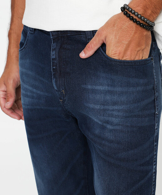 Calça Masculina Jeans Slim Bolsos Gangster Azul