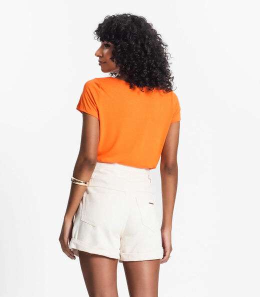 Blusa Básica Alongada Feminina Rovitex Laranja