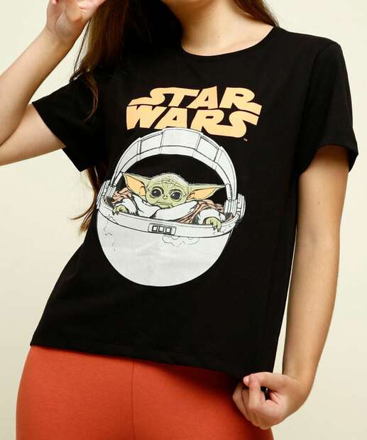 Camiseta Juvenil Manga Curta Star Wars Disney Tam 10 a 16