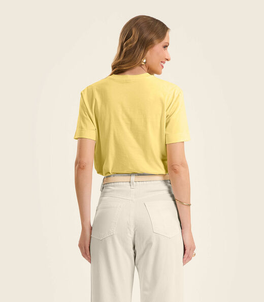 T- shirt Feminino em Meia Malha Rovitex Amarelo
