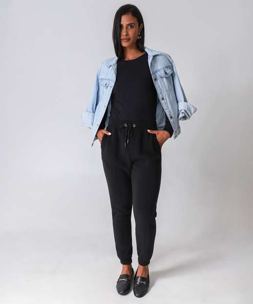 Blusa Feminina Cotton Manga Longa Marisa Preto