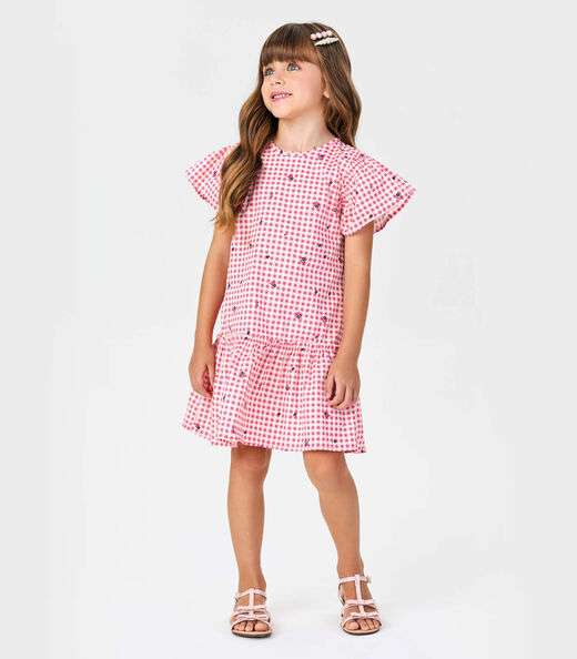 Vestido Popeline Estampado Trick Nick Rosa