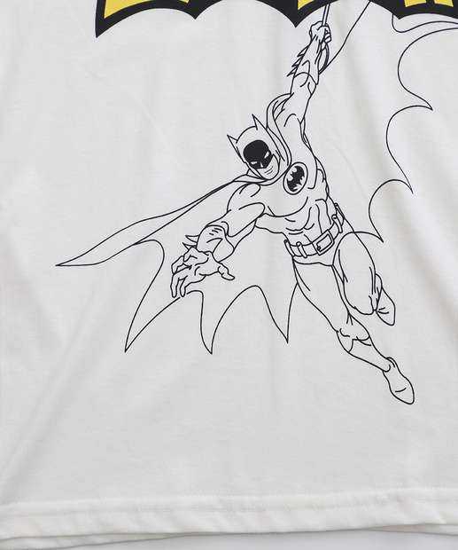 Camiseta Juvenil Batman Warner Bros Tam 10 a 16 Off White