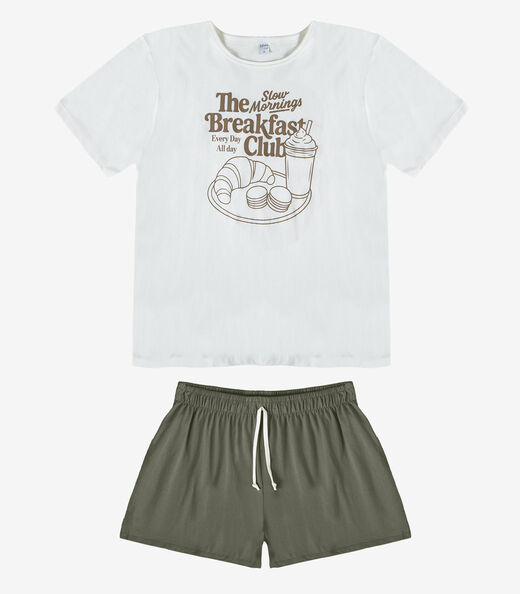 Pijama Feminino Shorts E Blusa Infinita Cor Verde