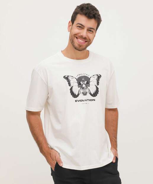 Camiseta Masculina Estampa Borboleta Manga Curta MR