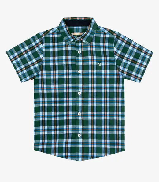 Camisa Infantil Masc Tricoline Xadrez Trick Nick Verde