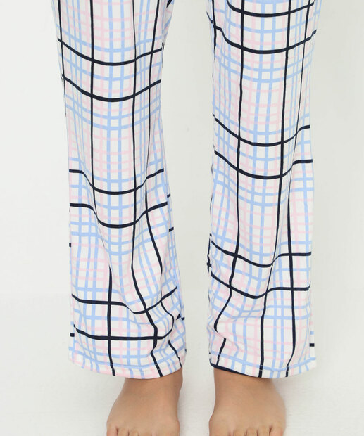 Calça Pijama Feminino Avulso Xadrez Marisa Off White