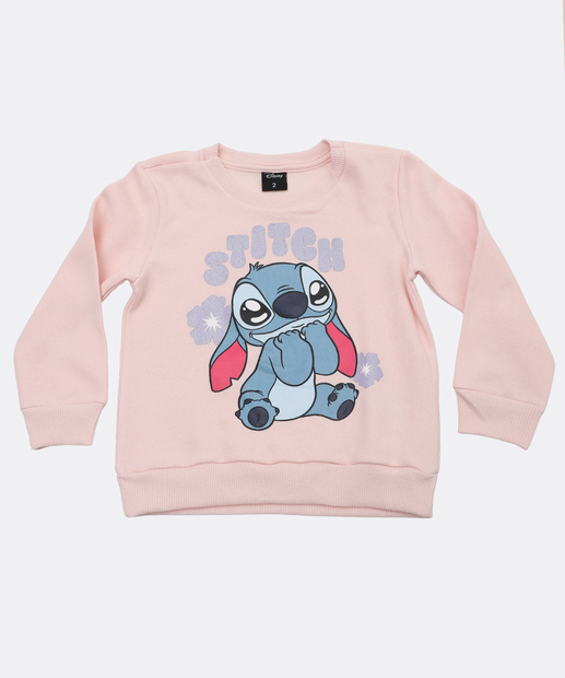 Conjunto Moletom Infantil Stitch Tam 1 a 3 Rosa