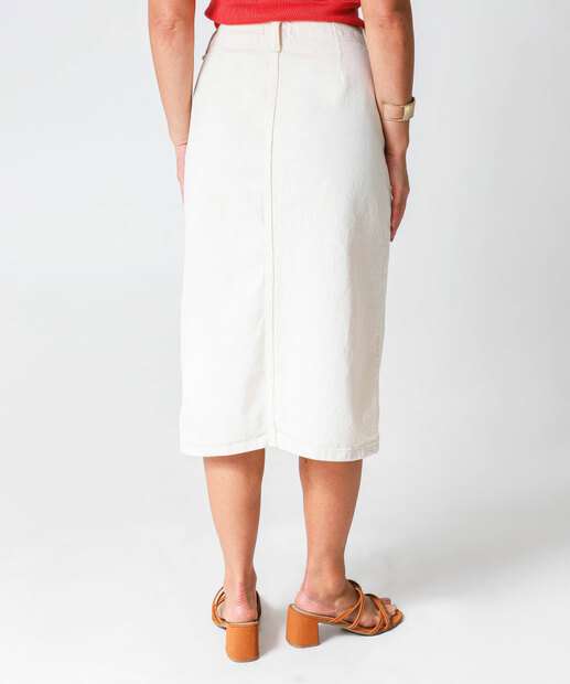 Saia Midi Sarja Feminina Fenda Marisa Off White