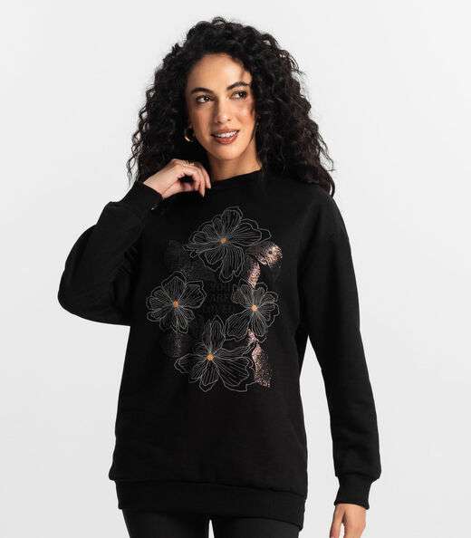 Blusão Alongado Feminino Rovitex Preto