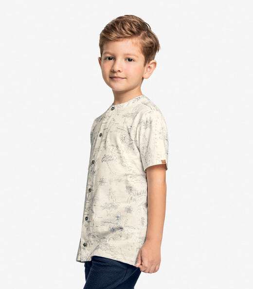 Camisa Infantil Estampada Trick Nick Bege