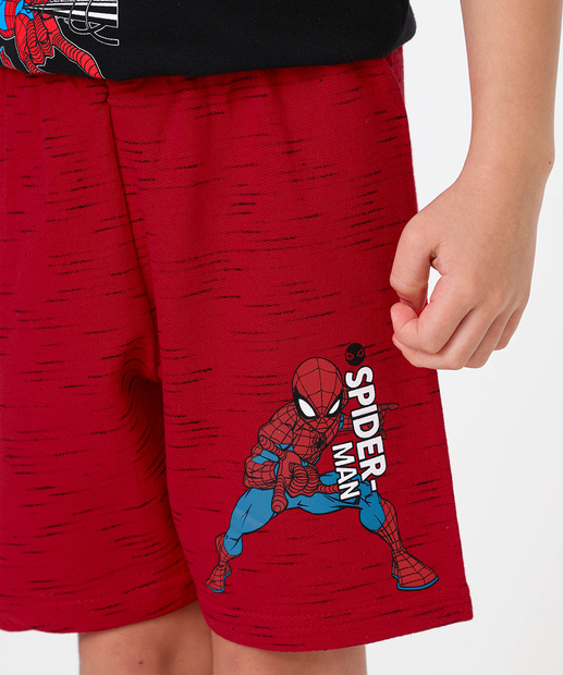 Bermuda Infantil Moletinho Spider Tam 4 a 10 Vermelho
