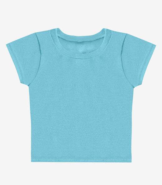 Blusa Básica Infantil Manga Curta Lisa Soletex Azul
