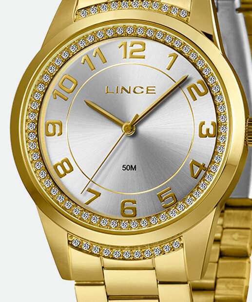 Kit Relógio Feminino Lince Strass LRGJ159L40