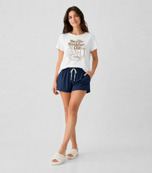 Pijama Feminino Shorts E Blusa Infinita Cor Azul