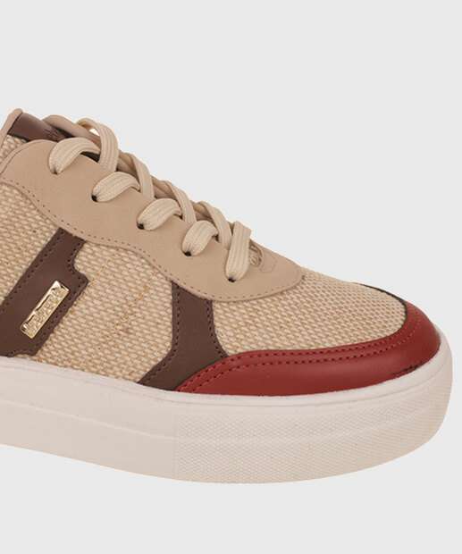 Tênis Casual Feminino Recorte Bebecê Bege