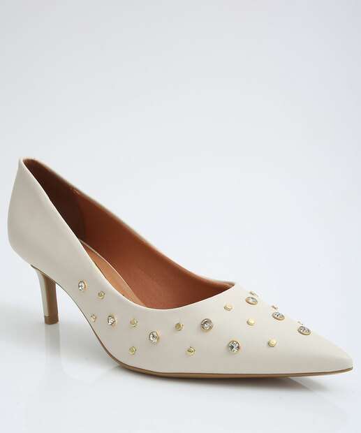  Scarpin Feminino Strass Bico Fino Salto Fino Vizzano