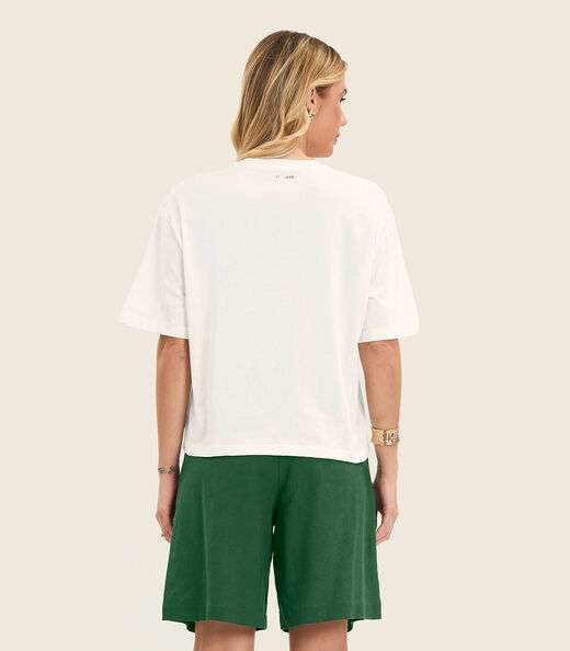 Camiseta Feminino Manga Curta Meia Malha Endless Bege