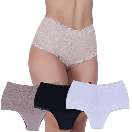 Image_Kit 3 Calcinhas Doçura Renda Sobreposta Concept Lingerie Multicolorido