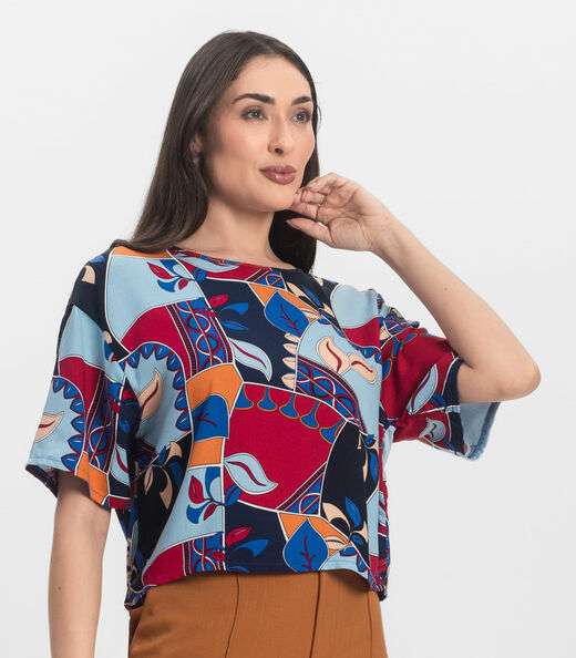 Blusa Feminina Estampada Infinita Cor Azul