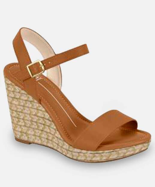 Image_Sandália Plataforma Feminina Tiras Moleca Caramelo