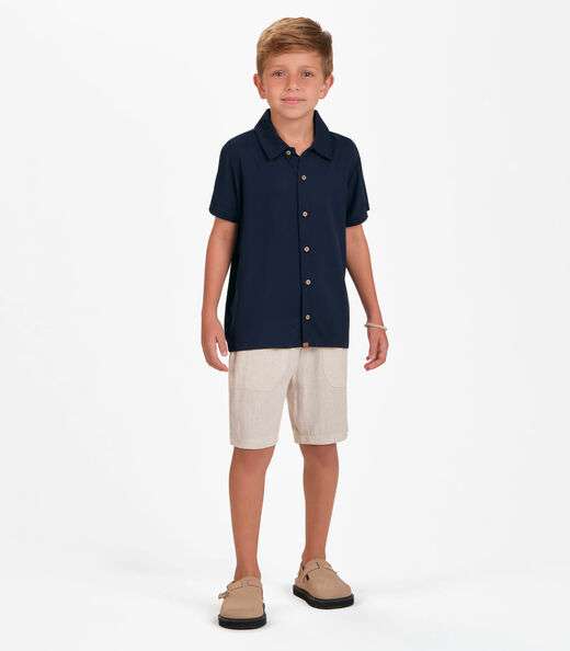 Camisa Viscose Sarjada Menino Trick Nick Azul