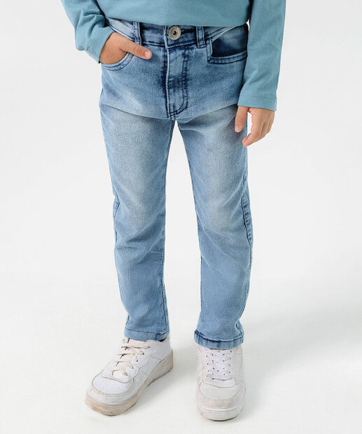 Calça Infantil Jeans Skinny Bolsos Tam 4 a 8 Azul