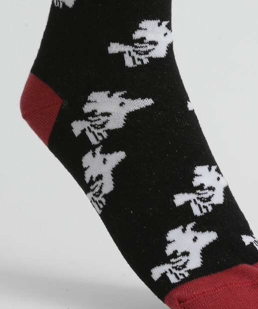 Kit 2 Pares Meias Feminina Cano Médio Estampada Snoopy