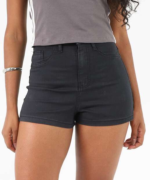 Short Feminino Boyfriend Uber Jeans Preto