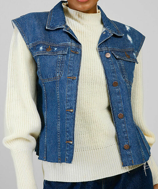 Colete Jeans Feminino Puídos Marisa