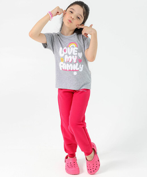 Blusa Infantil Manga Curta Marisa Tam 4 a 10 Cinza