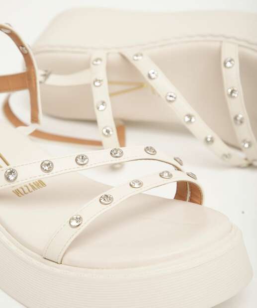 Sandália Feminina Flatform Strass Vizzano 