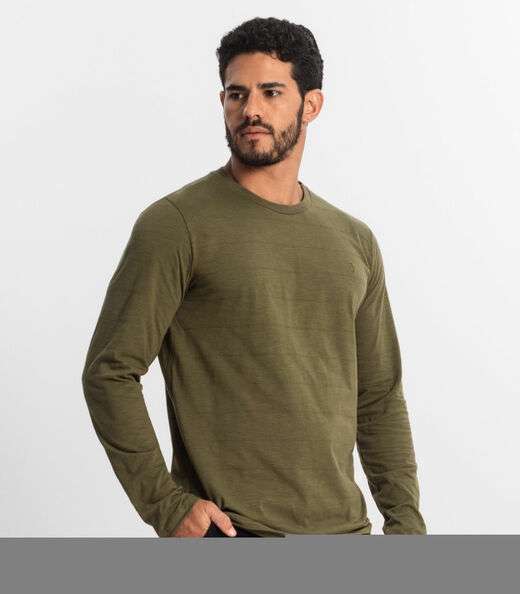 Camiseta Masculina Manga Longa Básica Diametro Verde