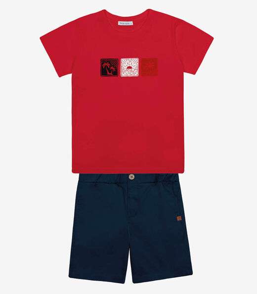 Image_Conjunto Infantil Camiseta Com Bermuda Trick Nick Vermelho
